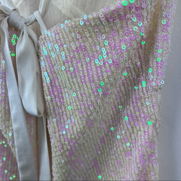 FREE PEOPLE Gold Rush Mini Dress in Icicle Pearl - Picture 6 of 7